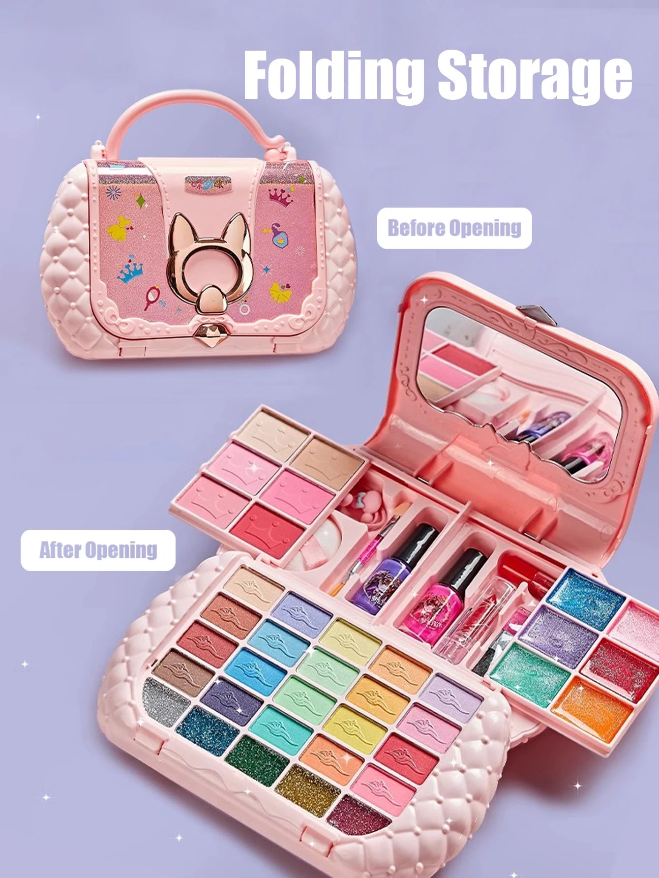 Kids Beauty Toys Makeup Kit Little Bag Washable Pretend Play Cosmetic Set