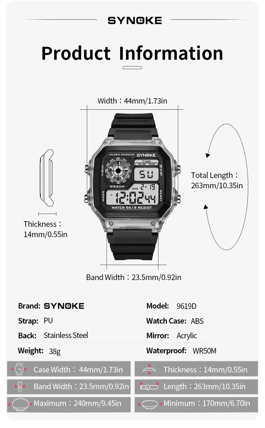 SYNOKE Digital Watches Men Sports Luminous Multifunction Waterproof Women Wristwatch Outdoor and Running Student Seven Lights