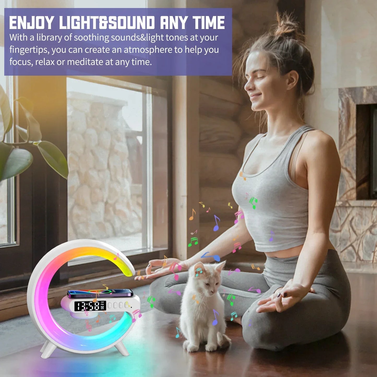 Multifunction Bluetooth Speaker TF RGB Night Light 15W Wireless Charger Stand for iPhone Samsung Xiaomi Fast Charging Station