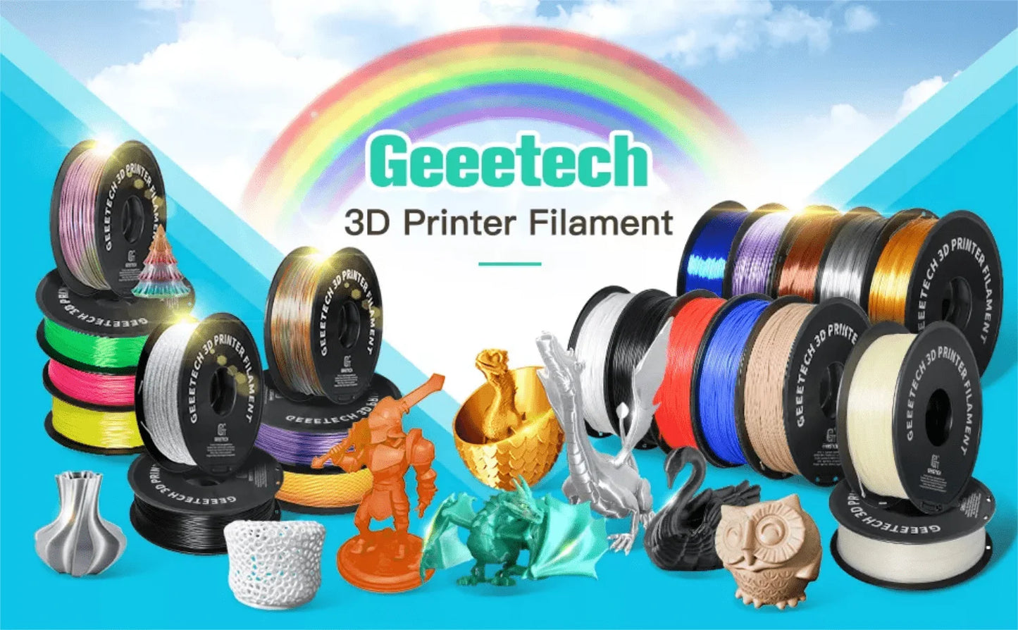 Geeetech 3d printer Filament PLA PETG Plastic 1kg 1.75mm,Tangle-Free, 3d printing wire materials, black, white, vacuum packaging